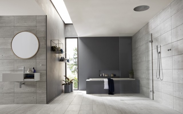 01 - Vado - Wetroom with Luxury Bath and a Concealed Valve Shower featuring a Large Ceiling Shower Head